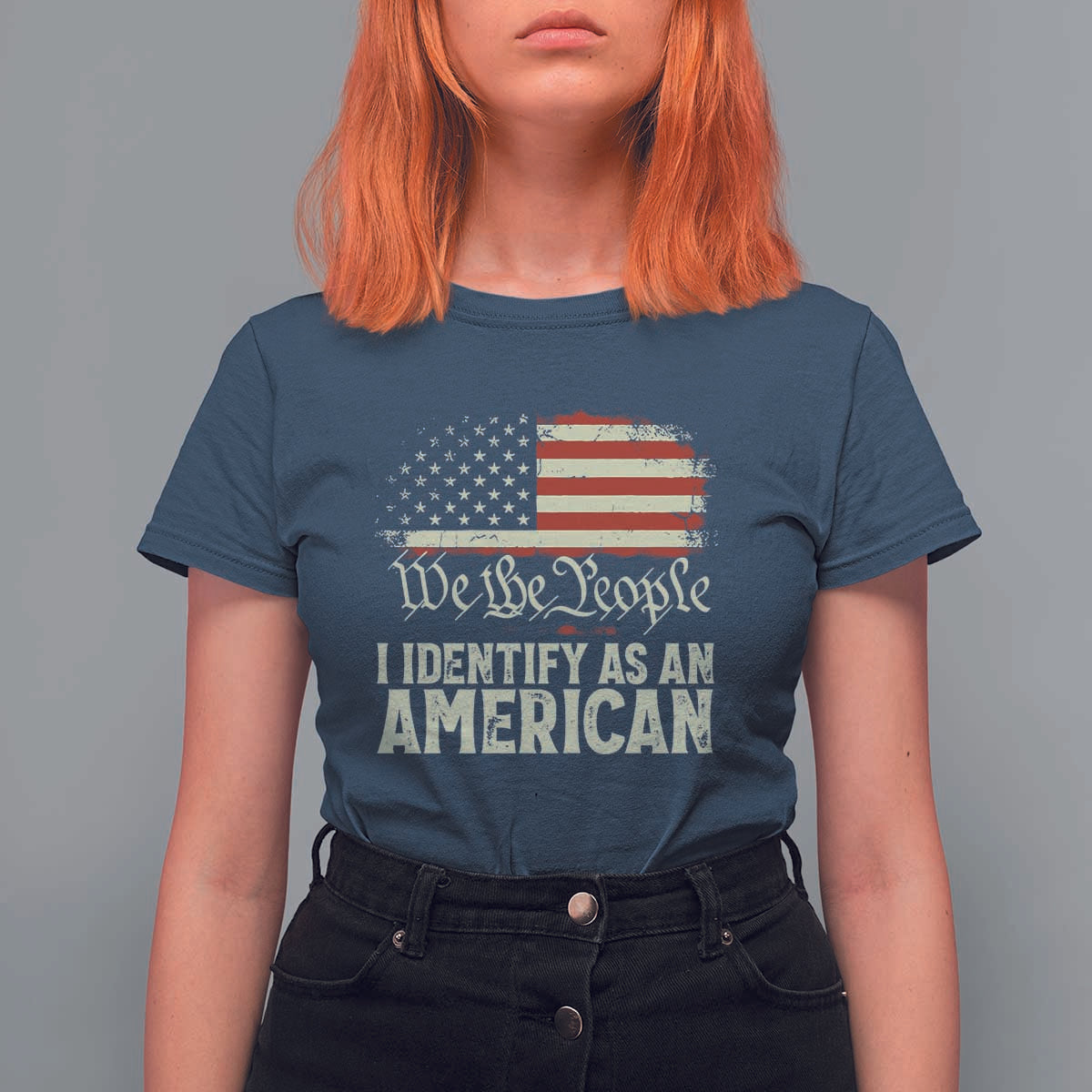 Funny I Identify As An American T Shirt For Women 4th Of July American Flag - Wonder Print Shop