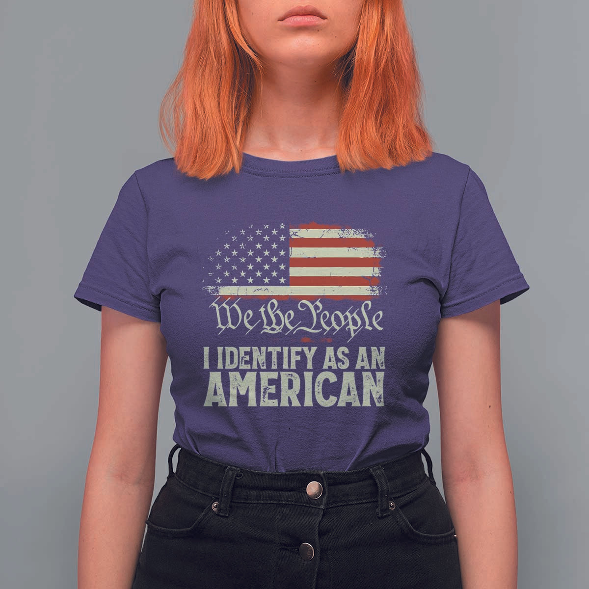 Funny I Identify As An American T Shirt For Women 4th Of July American Flag - Wonder Print Shop