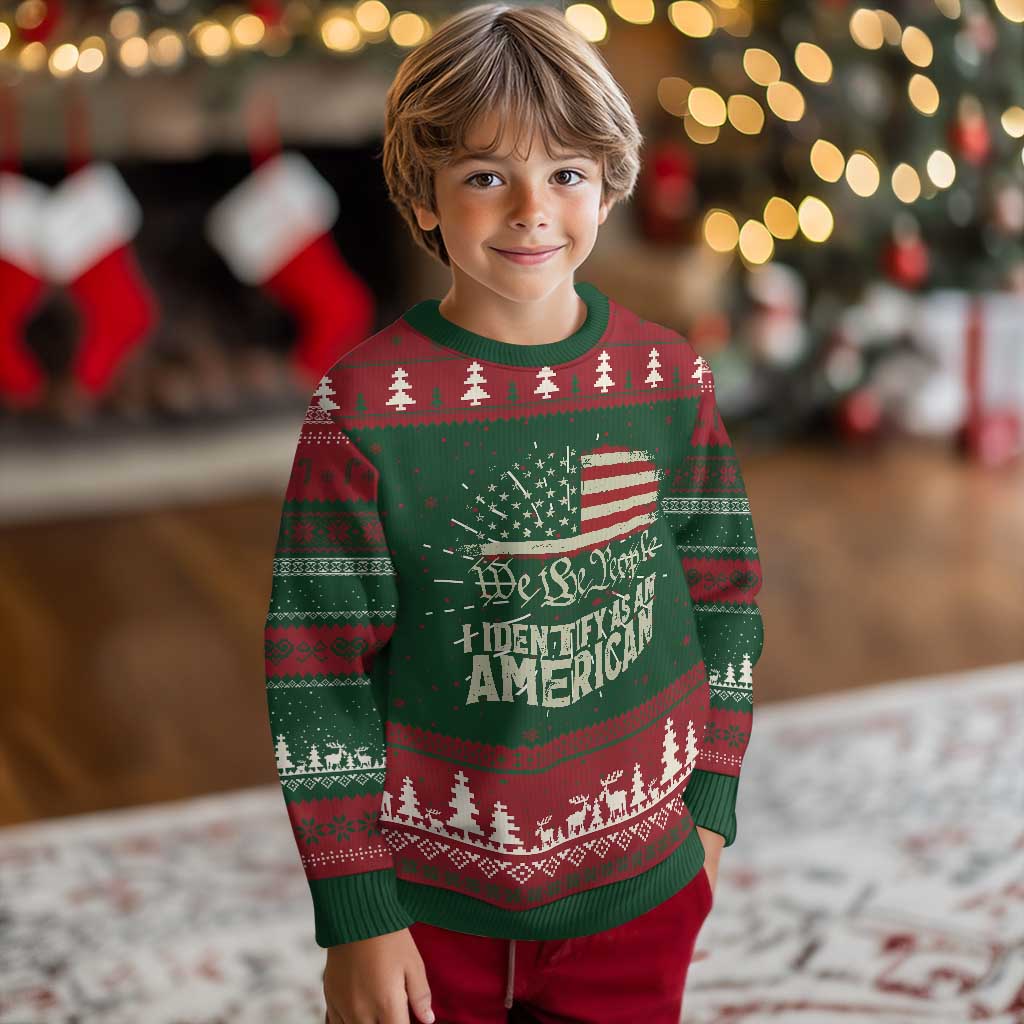 Funny I Identify As An American Knitted Sweatshirt 4th Of July American Flag - Wonder Print Shop