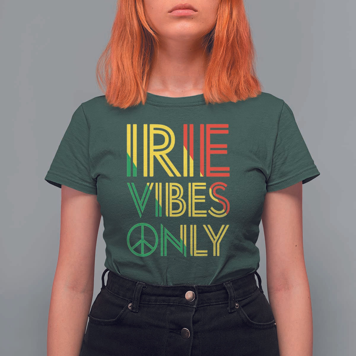 Irie Vibes Only T Shirt For Women Rasta Reggae Roots Flag Music - Wonder Print Shop