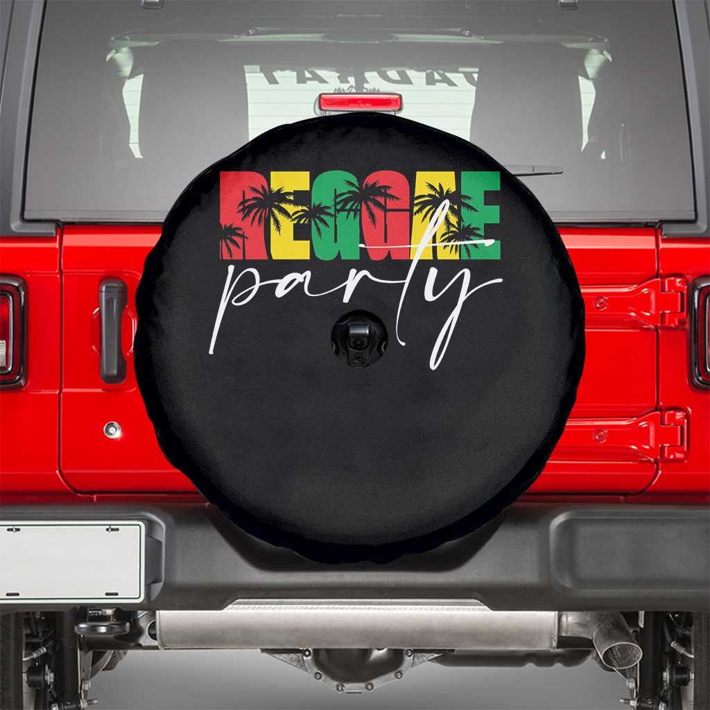 Reggae Party Spare Tire Cover Rastafari Jamaican Palm Tree Music - Wonder Print Shop