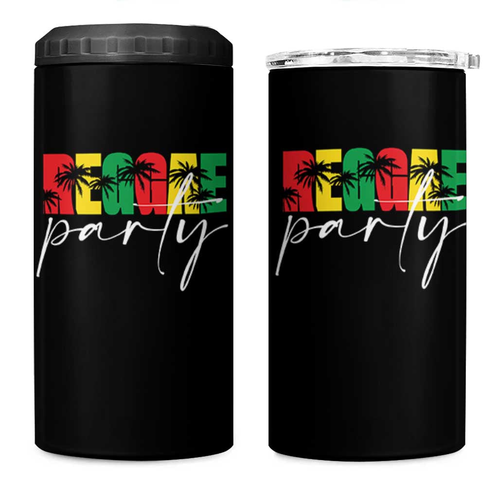 Reggae Party 4 in 1 Can Cooler Tumbler Rastafari Jamaican Palm Tree Music - Wonder Print Shop
