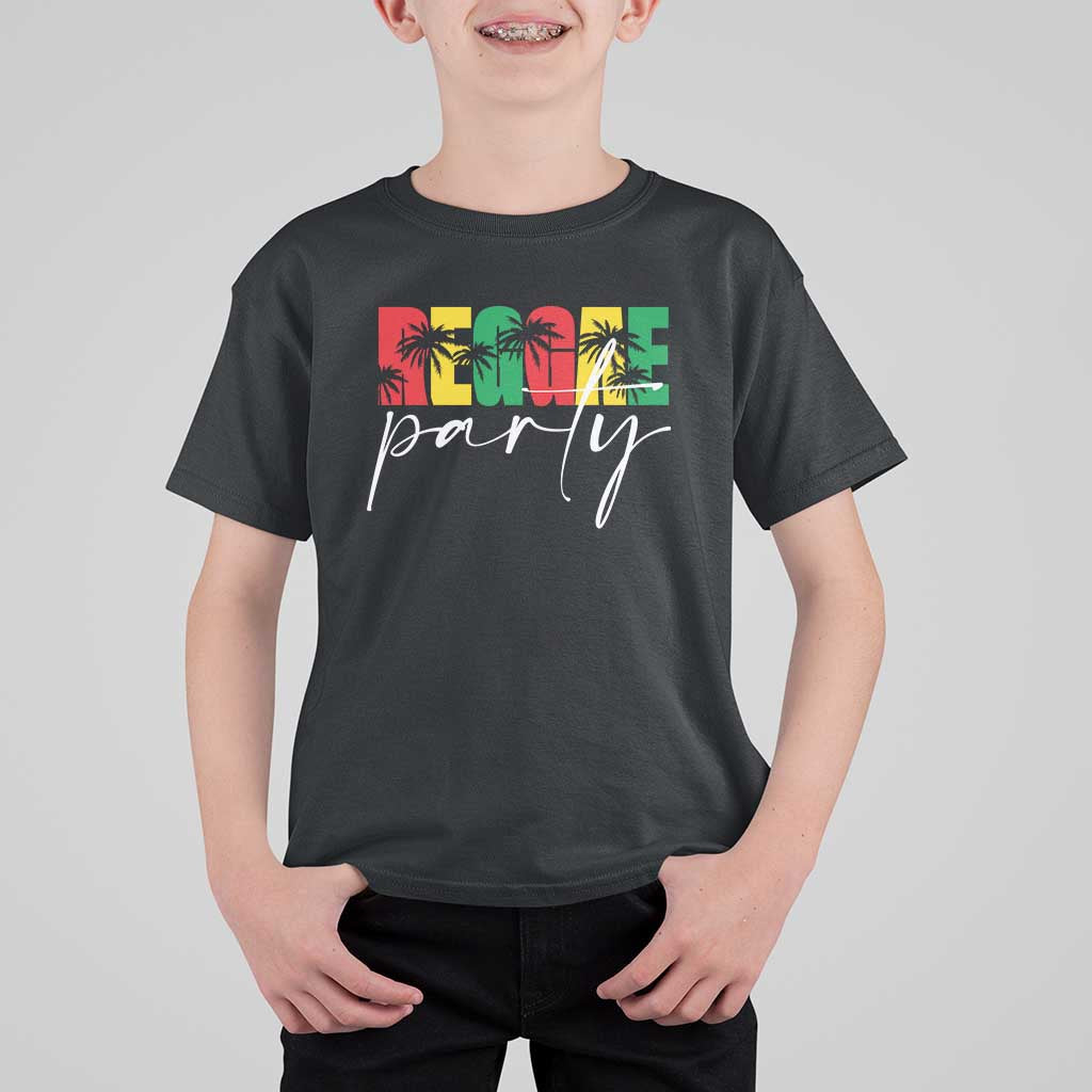 Reggae Party T Shirt For Kid Rastafari Jamaican Palm Tree Music - Wonder Print Shop