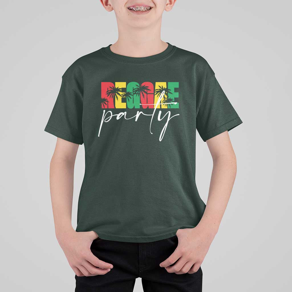 Reggae Party T Shirt For Kid Rastafari Jamaican Palm Tree Music - Wonder Print Shop