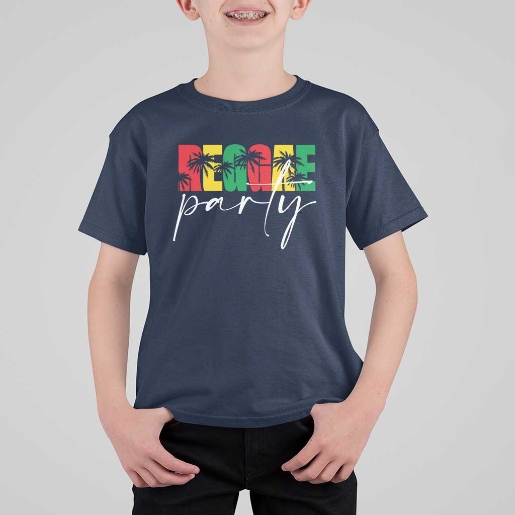 Reggae Party T Shirt For Kid Rastafari Jamaican Palm Tree Music - Wonder Print Shop