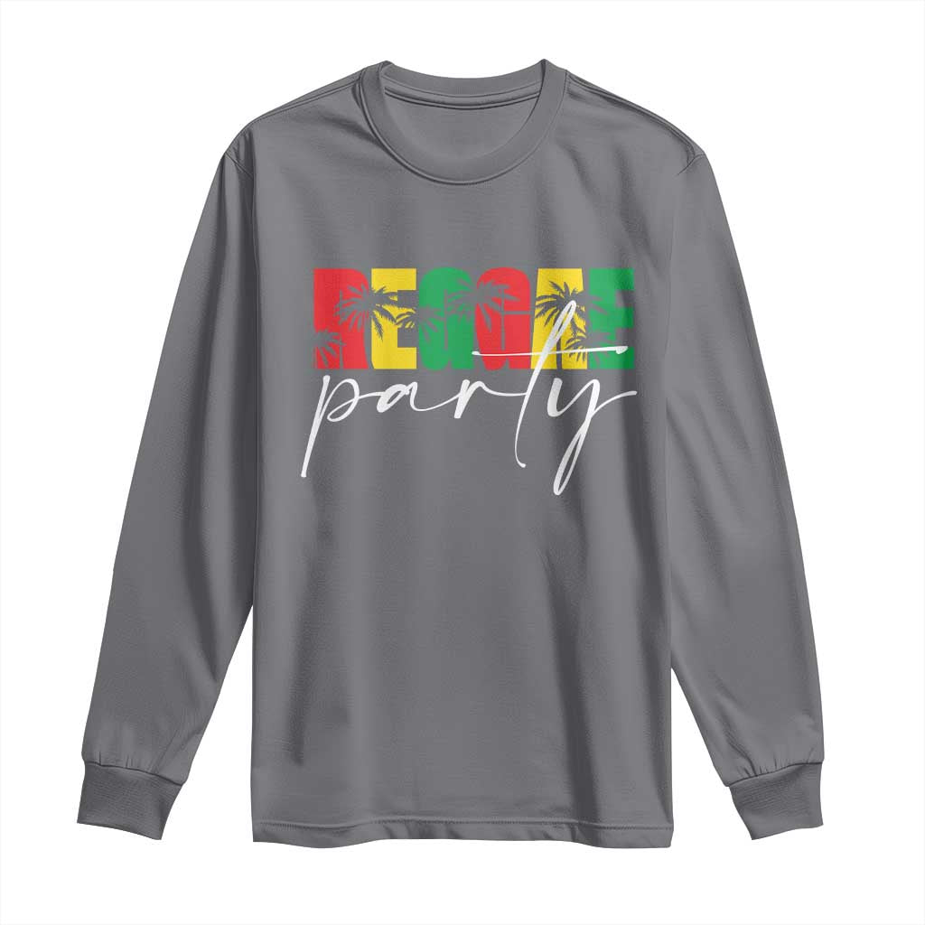 Reggae Party Long Sleeve Shirt Rastafari Jamaican Palm Tree Music - Wonder Print Shop