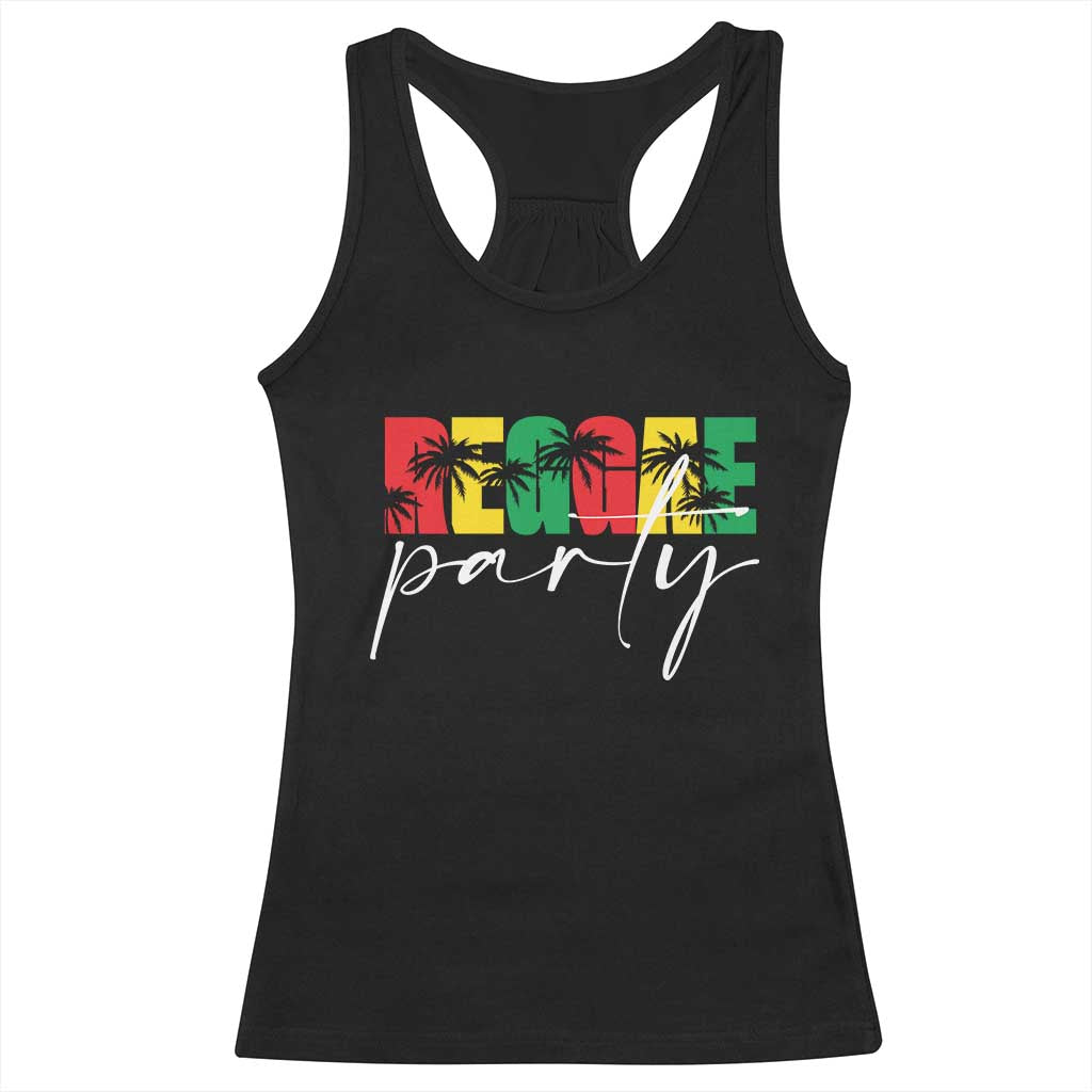 Reggae Party Racerback Tank Top Rastafari Jamaican Palm Tree Music - Wonder Print Shop