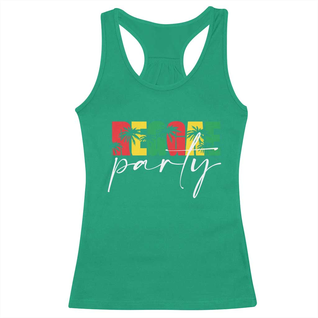 Reggae Party Racerback Tank Top Rastafari Jamaican Palm Tree Music - Wonder Print Shop