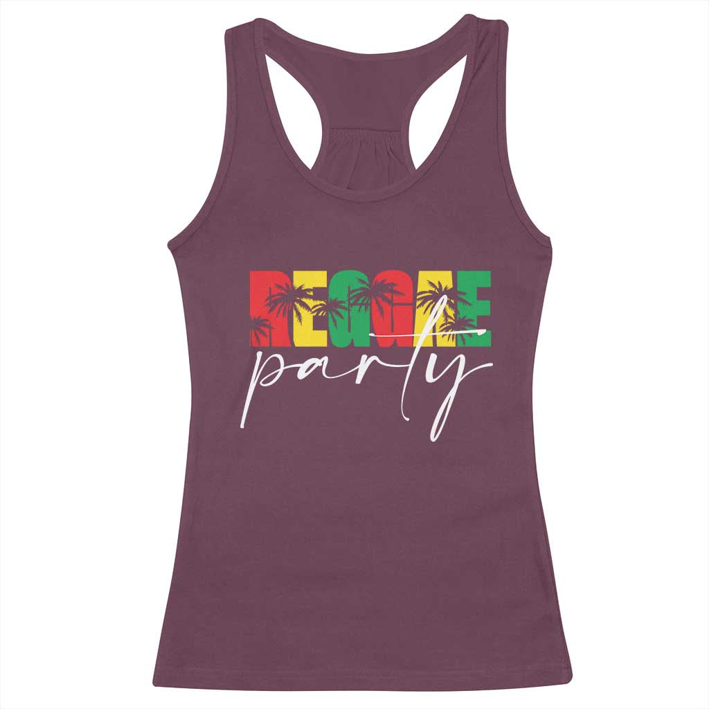Reggae Party Racerback Tank Top Rastafari Jamaican Palm Tree Music - Wonder Print Shop
