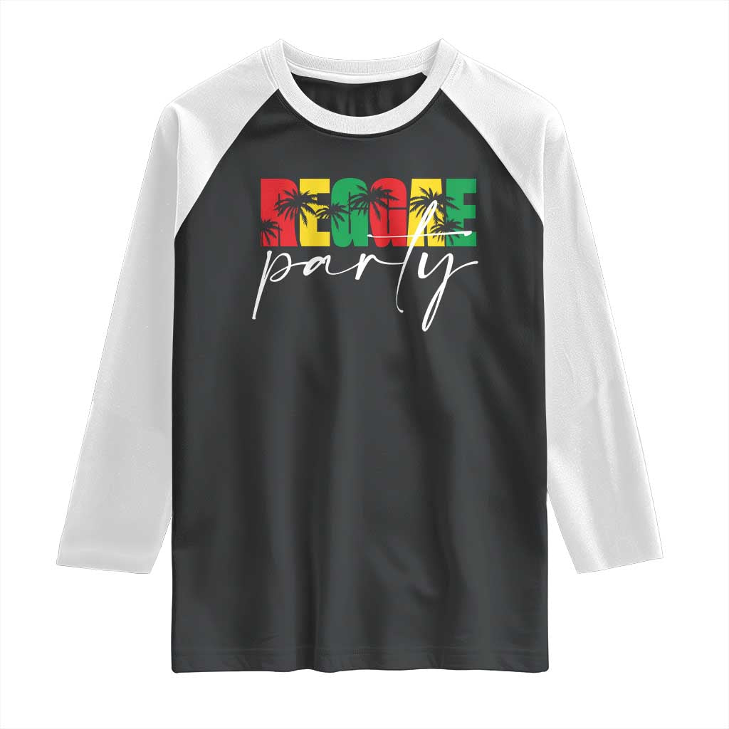 Reggae Party Raglan Shirt Rastafari Jamaican Palm Tree Music - Wonder Print Shop