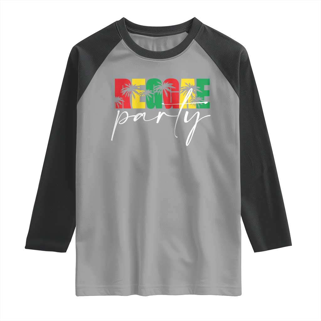 Reggae Party Raglan Shirt Rastafari Jamaican Palm Tree Music - Wonder Print Shop