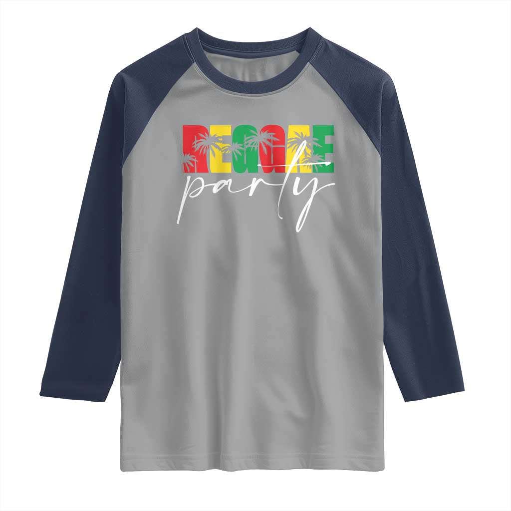 Reggae Party Raglan Shirt Rastafari Jamaican Palm Tree Music - Wonder Print Shop