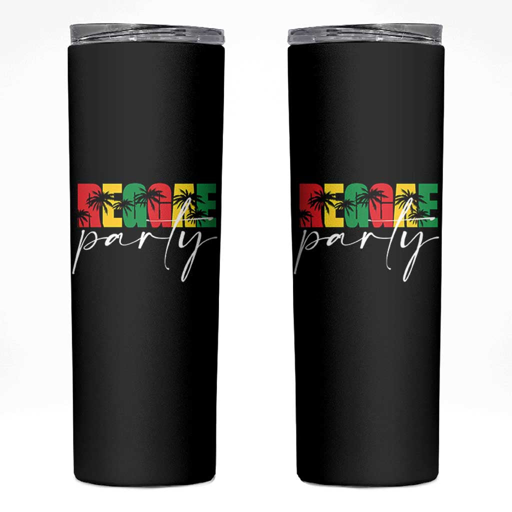 Reggae Party Skinny Tumbler Rastafari Jamaican Palm Tree Music - Wonder Print Shop