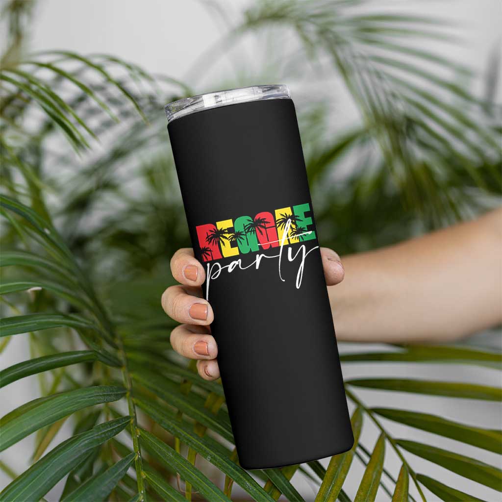 Reggae Party Skinny Tumbler Rastafari Jamaican Palm Tree Music - Wonder Print Shop
