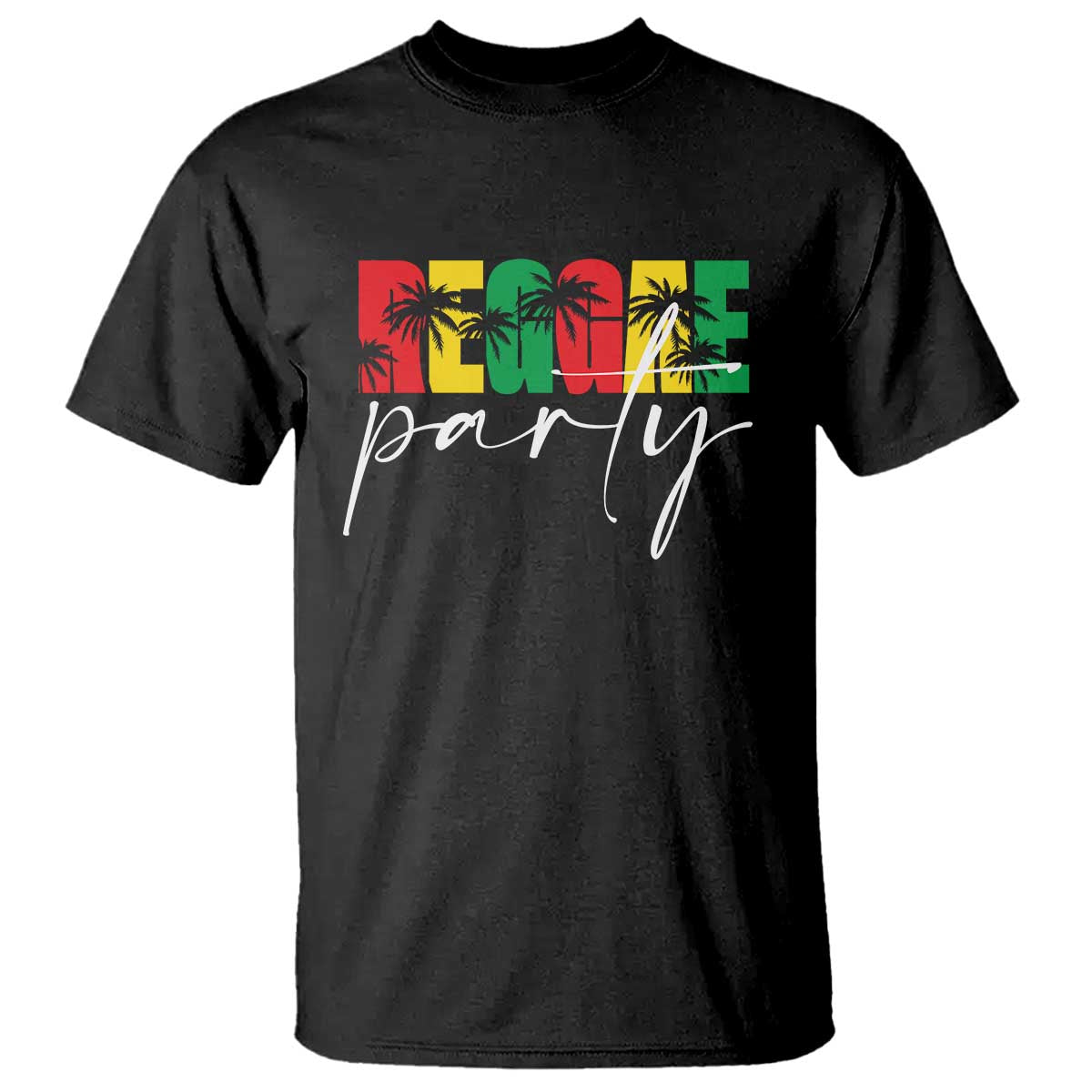 Reggae Party T Shirt Rastafari Jamaican Palm Tree Music - Wonder Print Shop