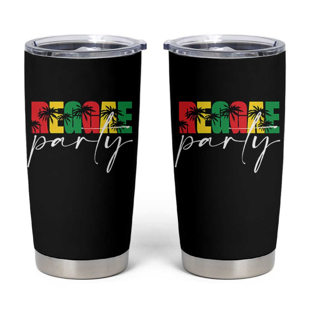 Reggae Party Tumbler Cup Rastafari Jamaican Palm Tree Music - Wonder Print Shop