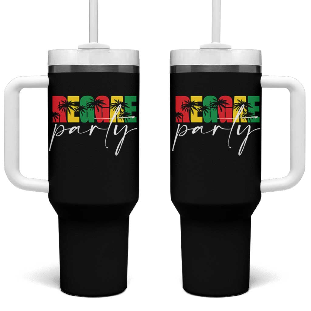 Reggae Party Tumbler With Handle Rastafari Jamaican Palm Tree Music - Wonder Print Shop
