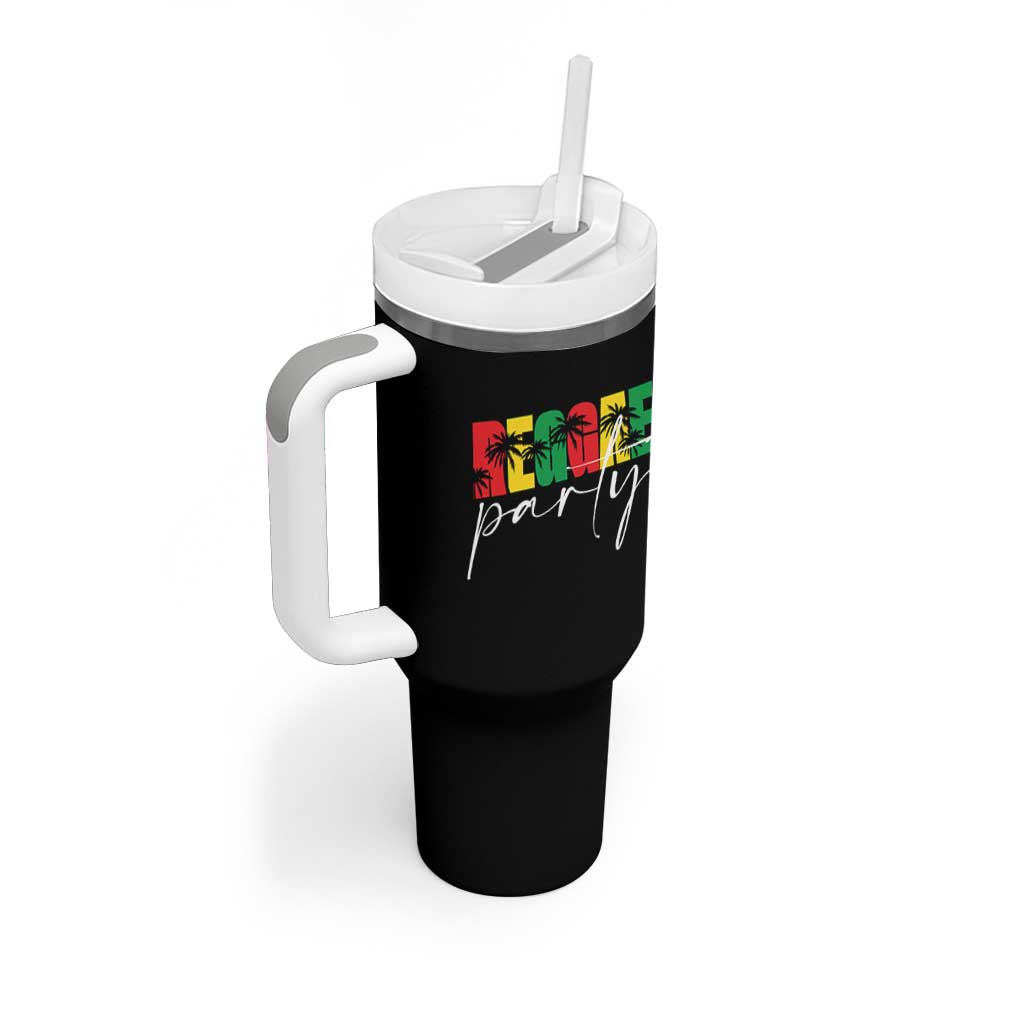 Reggae Party Tumbler With Handle Rastafari Jamaican Palm Tree Music - Wonder Print Shop
