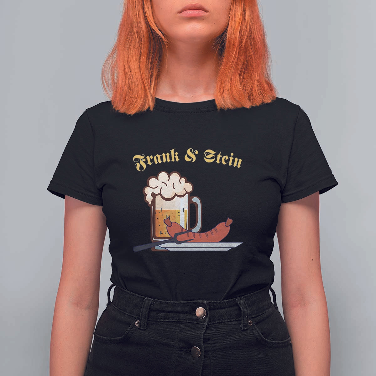 Funny Frank & Stein T Shirt For Women German Beer Drinking Oktoberfest Sausage - Wonder Print Shop