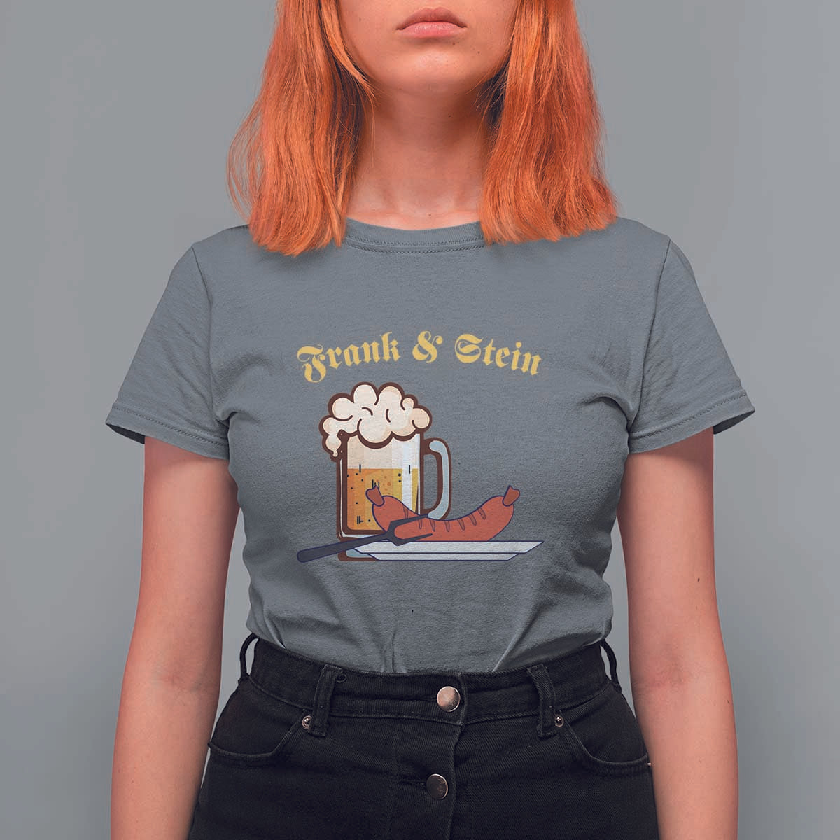 Funny Frank & Stein T Shirt For Women German Beer Drinking Oktoberfest Sausage - Wonder Print Shop