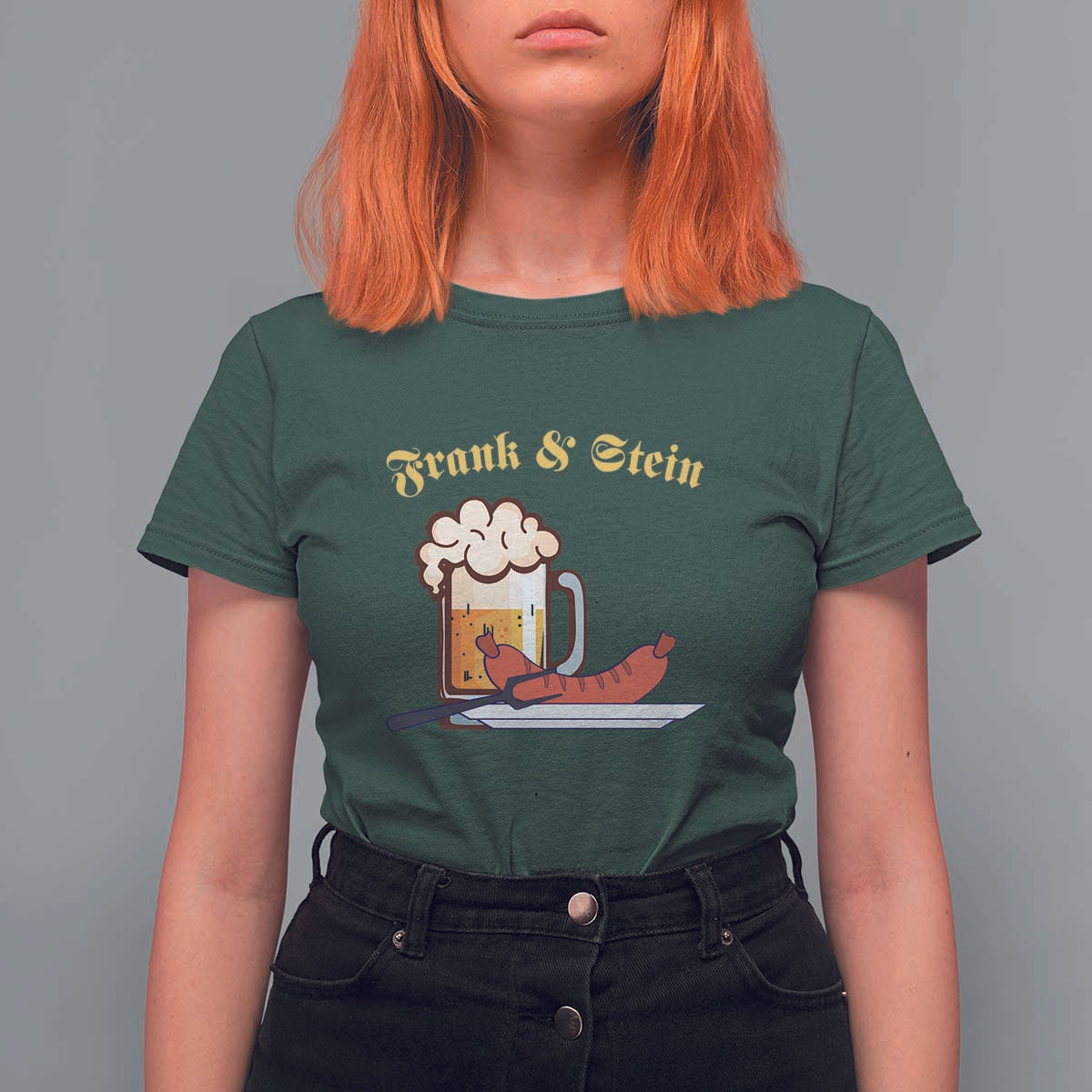 Funny Frank & Stein T Shirt For Women German Beer Drinking Oktoberfest Sausage - Wonder Print Shop