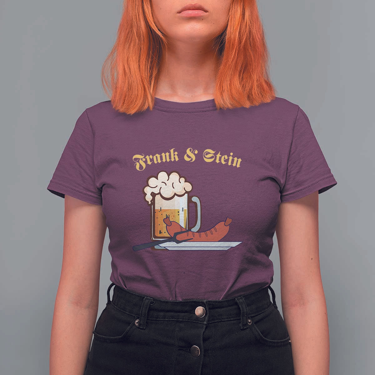 Funny Frank & Stein T Shirt For Women German Beer Drinking Oktoberfest Sausage - Wonder Print Shop