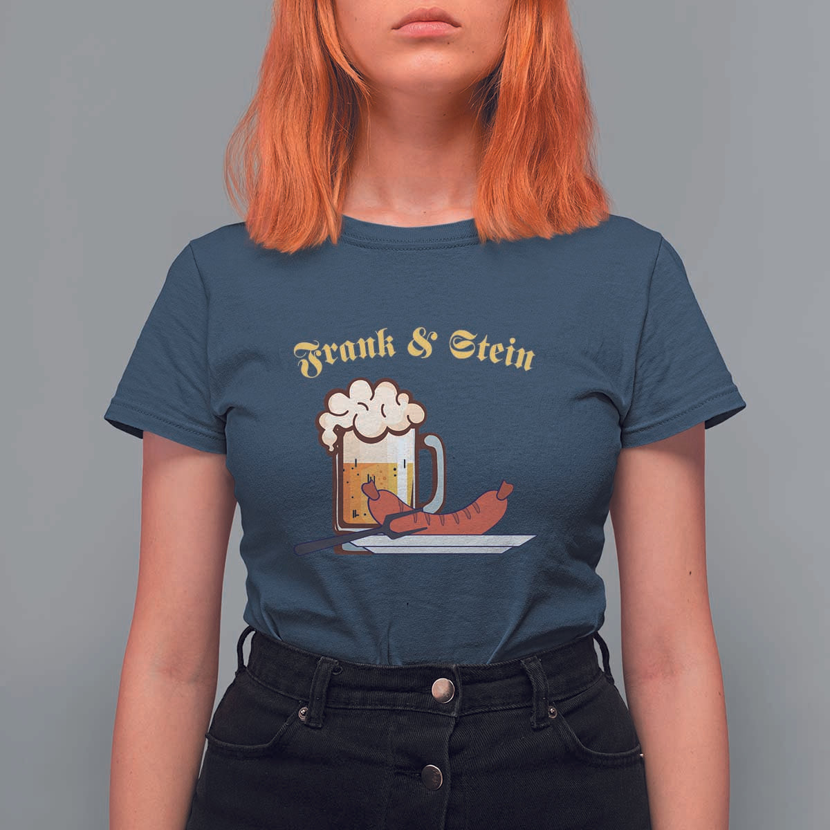 Funny Frank & Stein T Shirt For Women German Beer Drinking Oktoberfest Sausage - Wonder Print Shop