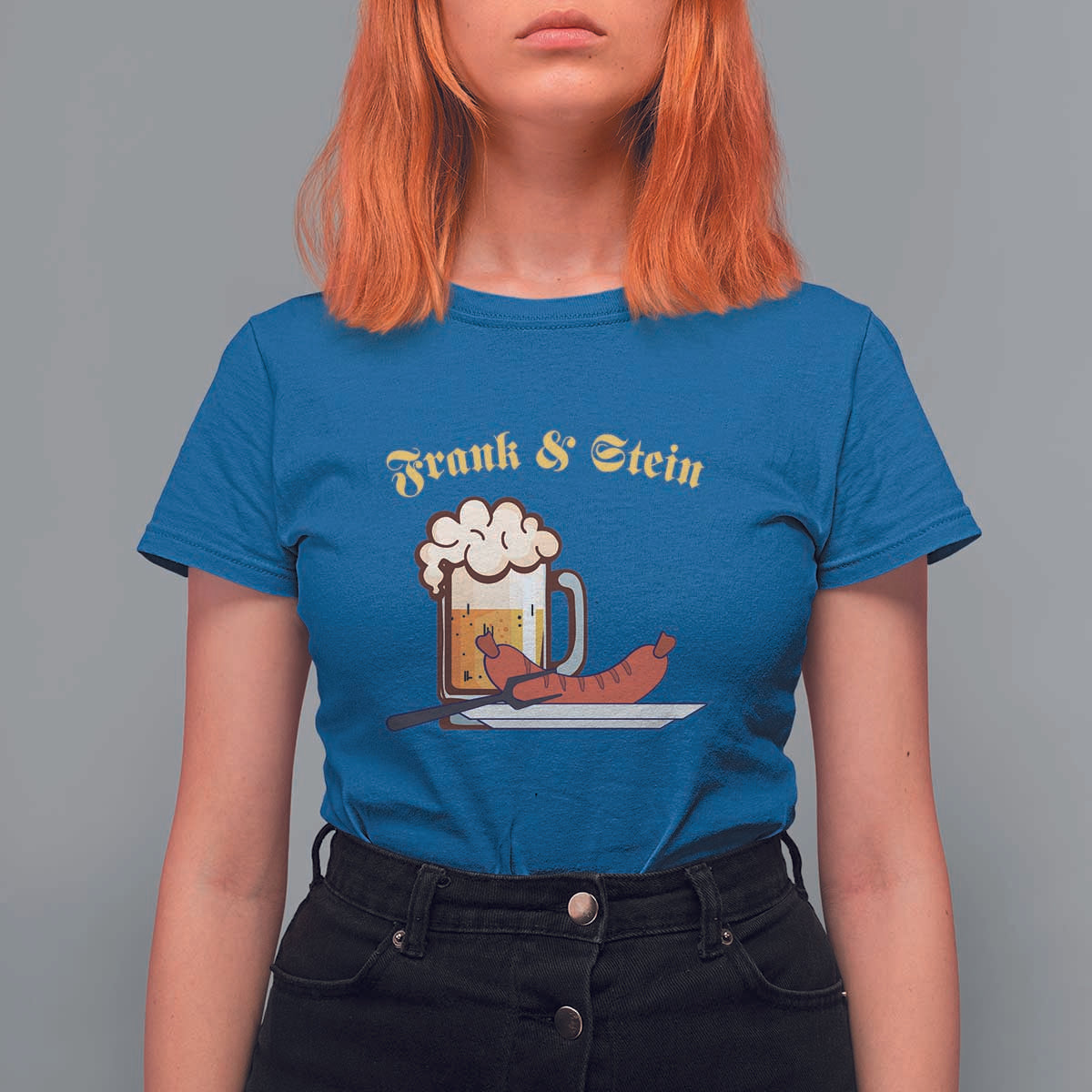 Funny Frank & Stein T Shirt For Women German Beer Drinking Oktoberfest Sausage - Wonder Print Shop