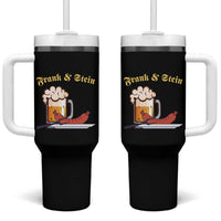 Funny Frank & Stein Tumbler With Handle German Beer Drinking Oktoberfest Sausage - Wonder Print Shop