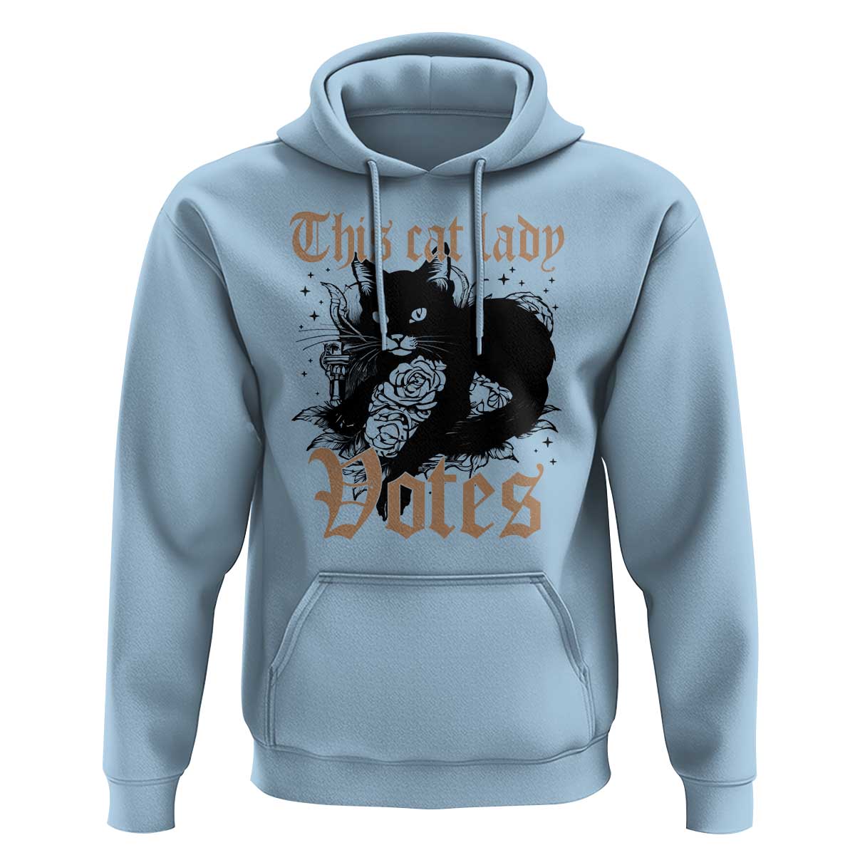 This Cat Lady Votes Hoodie Black Cat For Harris This Cat Lady Votes Vintage Roses - Wonder Print Shop