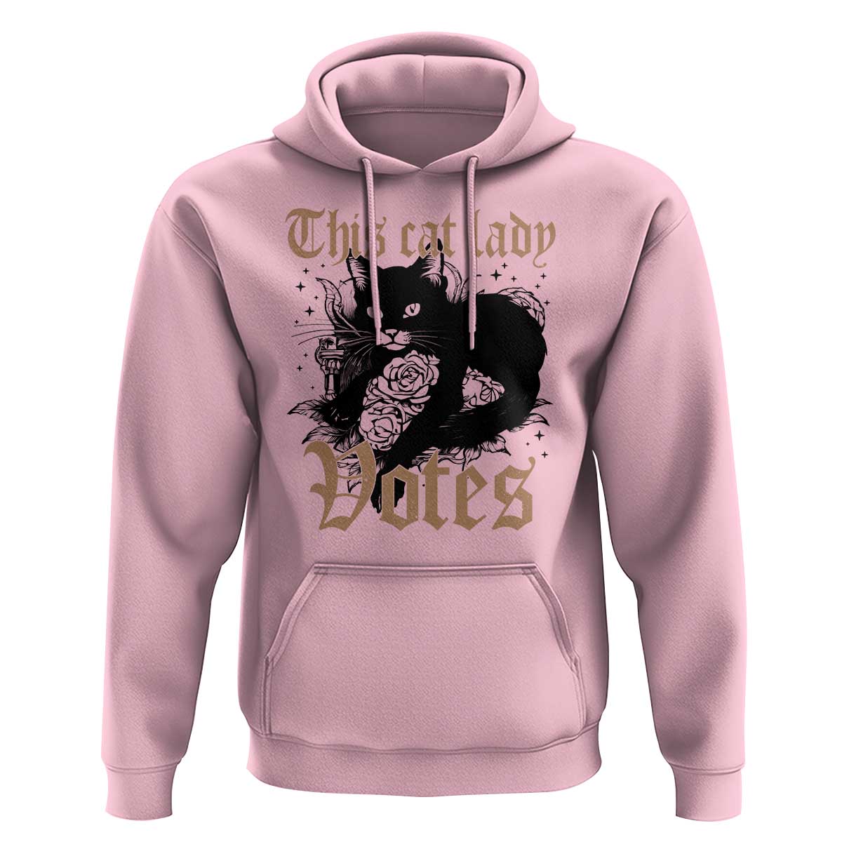 This Cat Lady Votes Hoodie Black Cat For Harris This Cat Lady Votes Vintage Roses - Wonder Print Shop