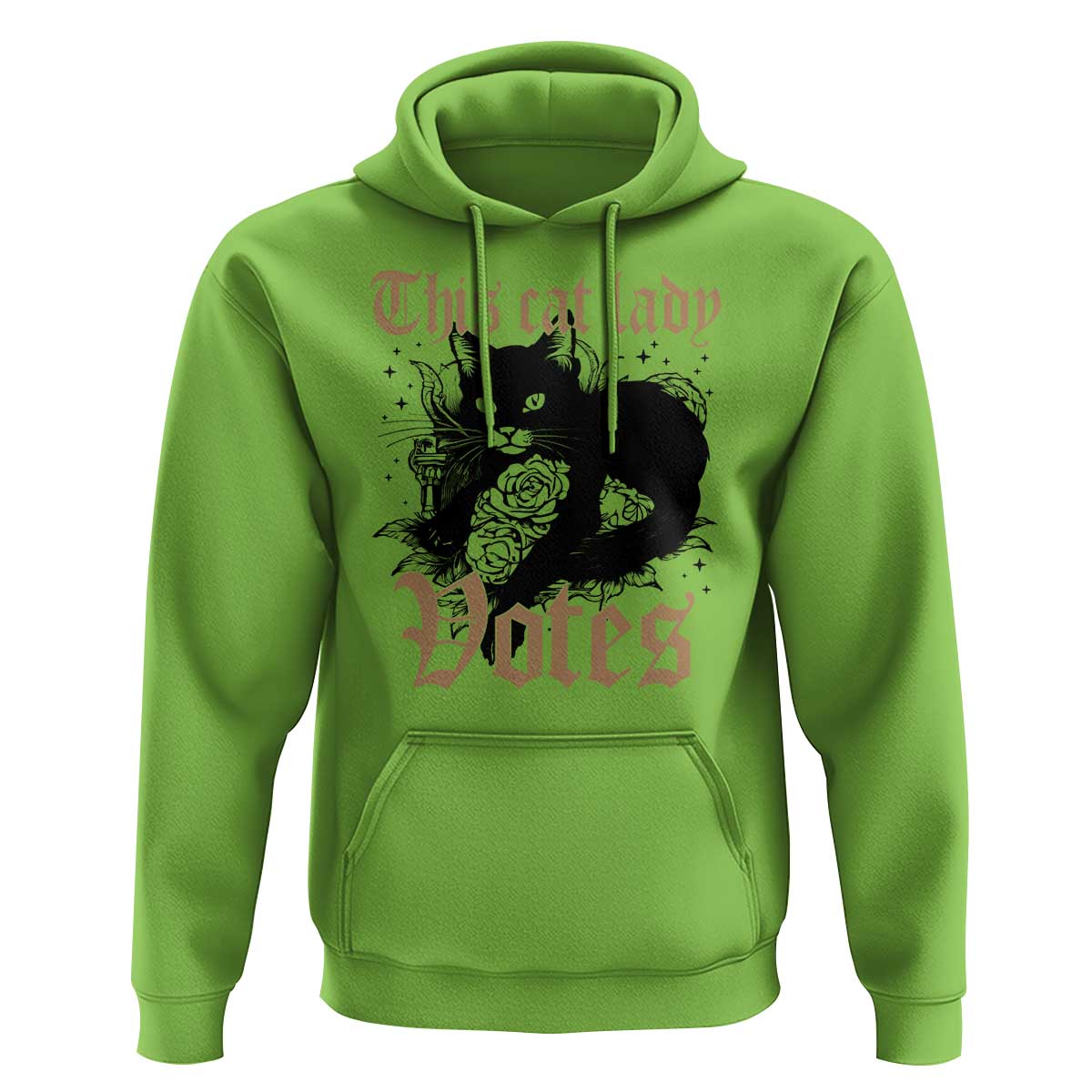 This Cat Lady Votes Hoodie Black Cat For Harris This Cat Lady Votes Vintage Roses - Wonder Print Shop