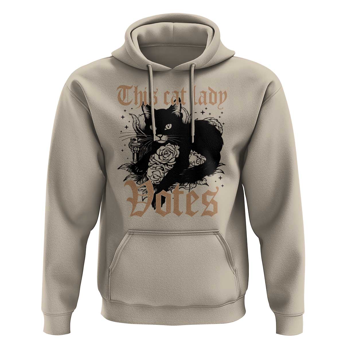 This Cat Lady Votes Hoodie Black Cat For Harris This Cat Lady Votes Vintage Roses - Wonder Print Shop