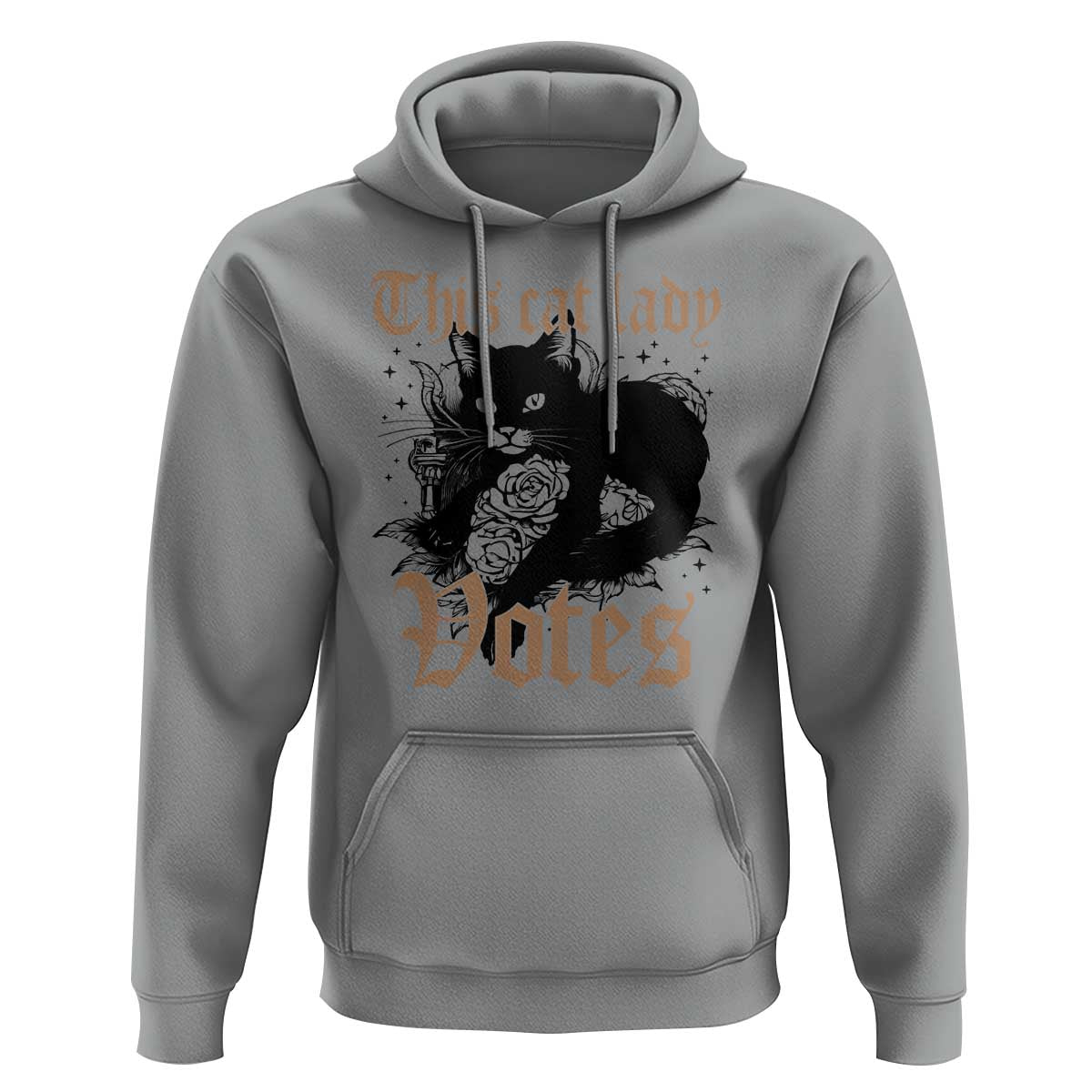 This Cat Lady Votes Hoodie Black Cat For Harris This Cat Lady Votes Vintage Roses - Wonder Print Shop