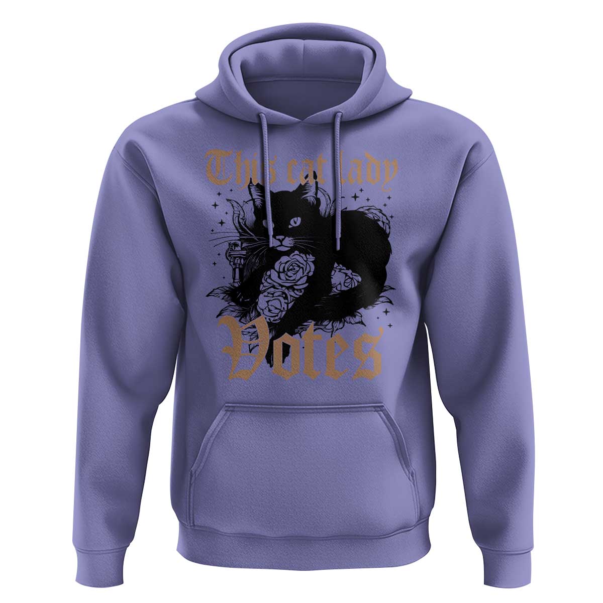 This Cat Lady Votes Hoodie Black Cat For Harris This Cat Lady Votes Vintage Roses - Wonder Print Shop