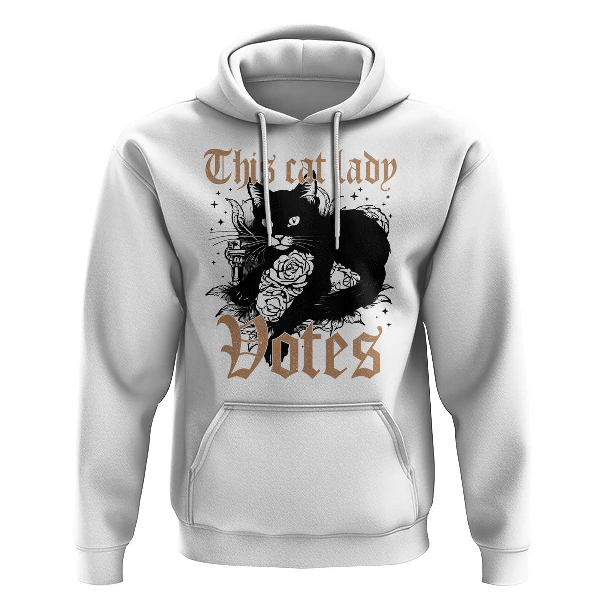 This Cat Lady Votes Hoodie Black Cat For Harris This Cat Lady Votes Vintage Roses - Wonder Print Shop
