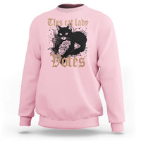 This Cat Lady Votes Sweatshirt Black Cat For Harris This Cat Lady Votes Vintage Roses - Wonder Print Shop