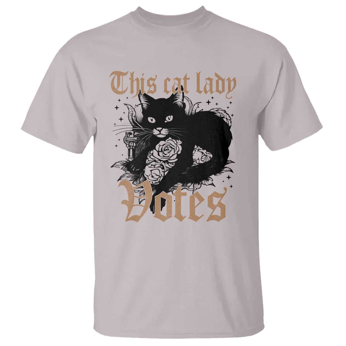This Cat Lady Votes T Shirt Black Cat For Harris This Cat Lady Votes Vintage Roses - Wonder Print Shop
