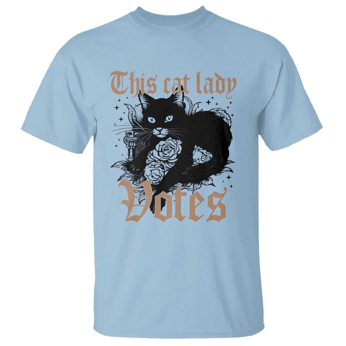 This Cat Lady Votes T Shirt Black Cat For Harris This Cat Lady Votes Vintage Roses - Wonder Print Shop