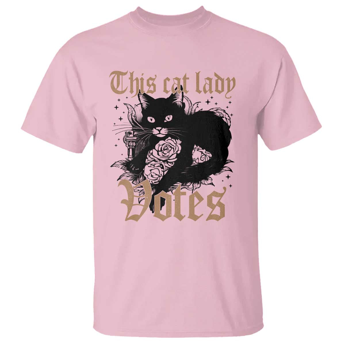 This Cat Lady Votes T Shirt Black Cat For Harris This Cat Lady Votes Vintage Roses - Wonder Print Shop