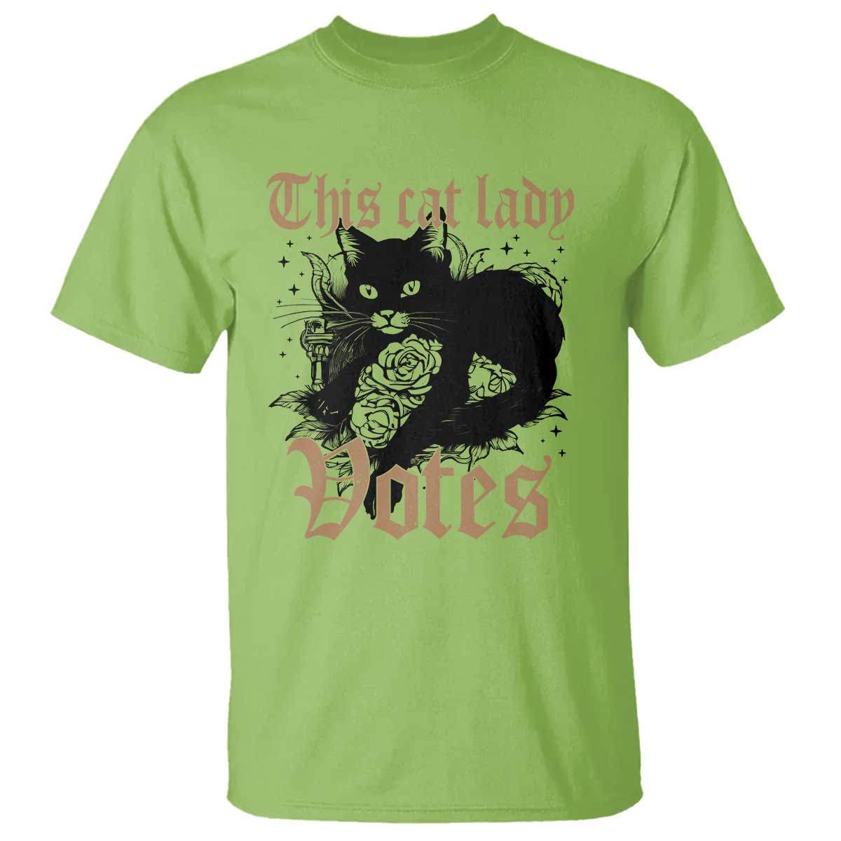 This Cat Lady Votes T Shirt Black Cat For Harris This Cat Lady Votes Vintage Roses - Wonder Print Shop