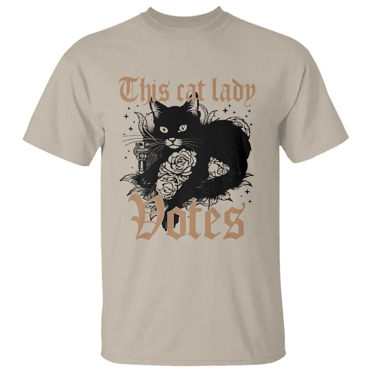 This Cat Lady Votes T Shirt Black Cat For Harris This Cat Lady Votes Vintage Roses - Wonder Print Shop