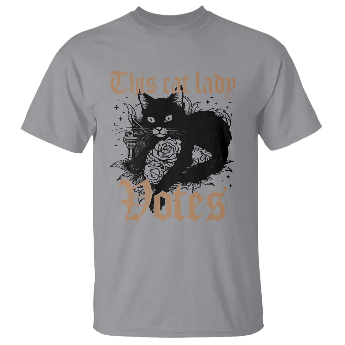 This Cat Lady Votes T Shirt Black Cat For Harris This Cat Lady Votes Vintage Roses - Wonder Print Shop