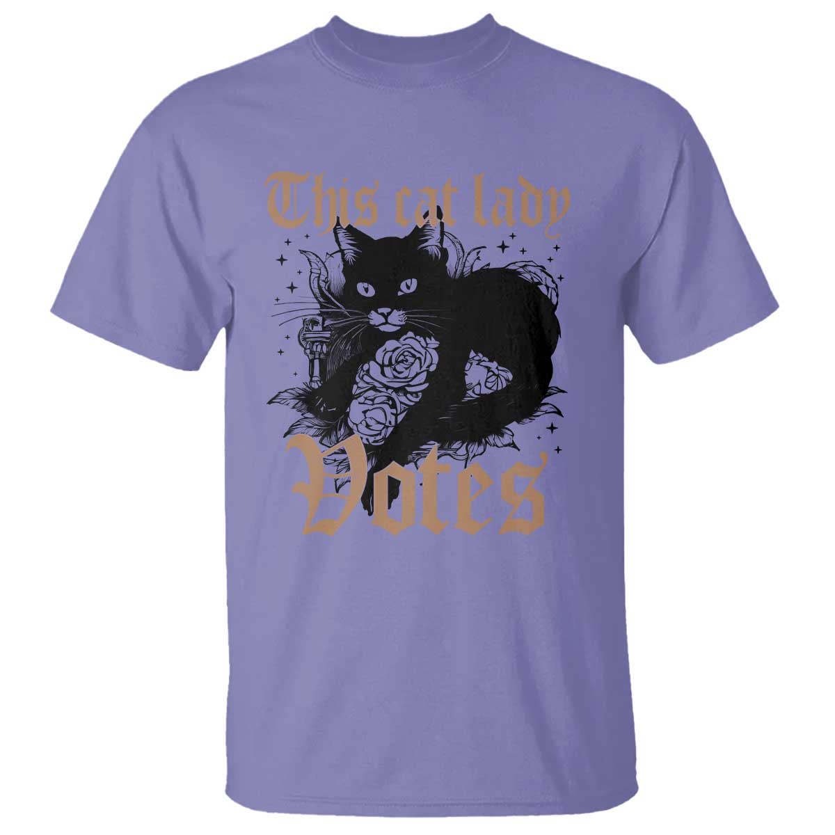 This Cat Lady Votes T Shirt Black Cat For Harris This Cat Lady Votes Vintage Roses - Wonder Print Shop