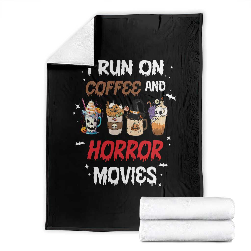 Funny Halloween Throw Blanket I Run On Coffee And Horror Movies Pumpkin Witch Hat - Wonder Print Shop