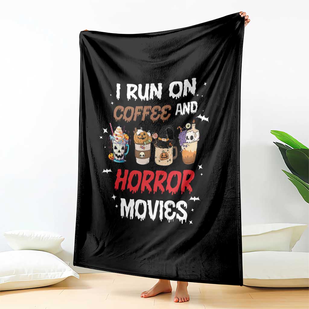 Funny Halloween Throw Blanket I Run On Coffee And Horror Movies Pumpkin Witch Hat - Wonder Print Shop