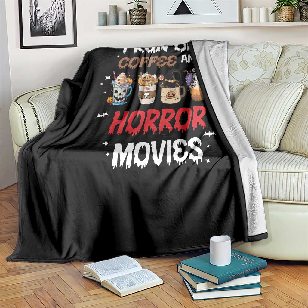 Funny Halloween Throw Blanket I Run On Coffee And Horror Movies Pumpkin Witch Hat - Wonder Print Shop