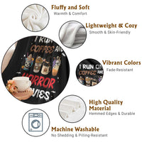 Funny Halloween Throw Blanket I Run On Coffee And Horror Movies Pumpkin Witch Hat - Wonder Print Shop