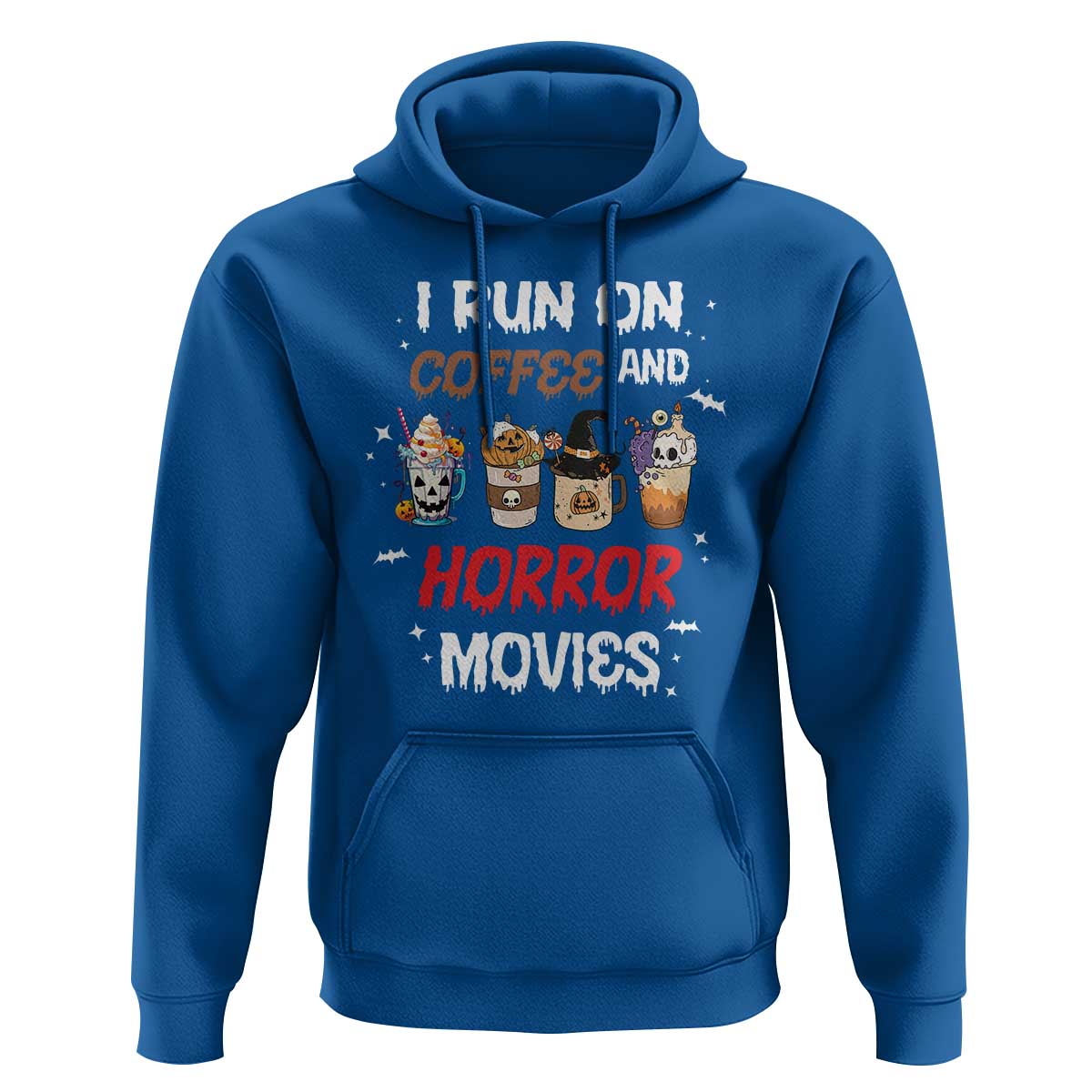 Funny Halloween Hoodie I Run On Coffee And Horror Movies Pumpkin Witch Hat
