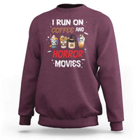 Funny Halloween Sweatshirt I Run On Coffee And Horror Movies Pumpkin Witch Hat - Wonder Print Shop